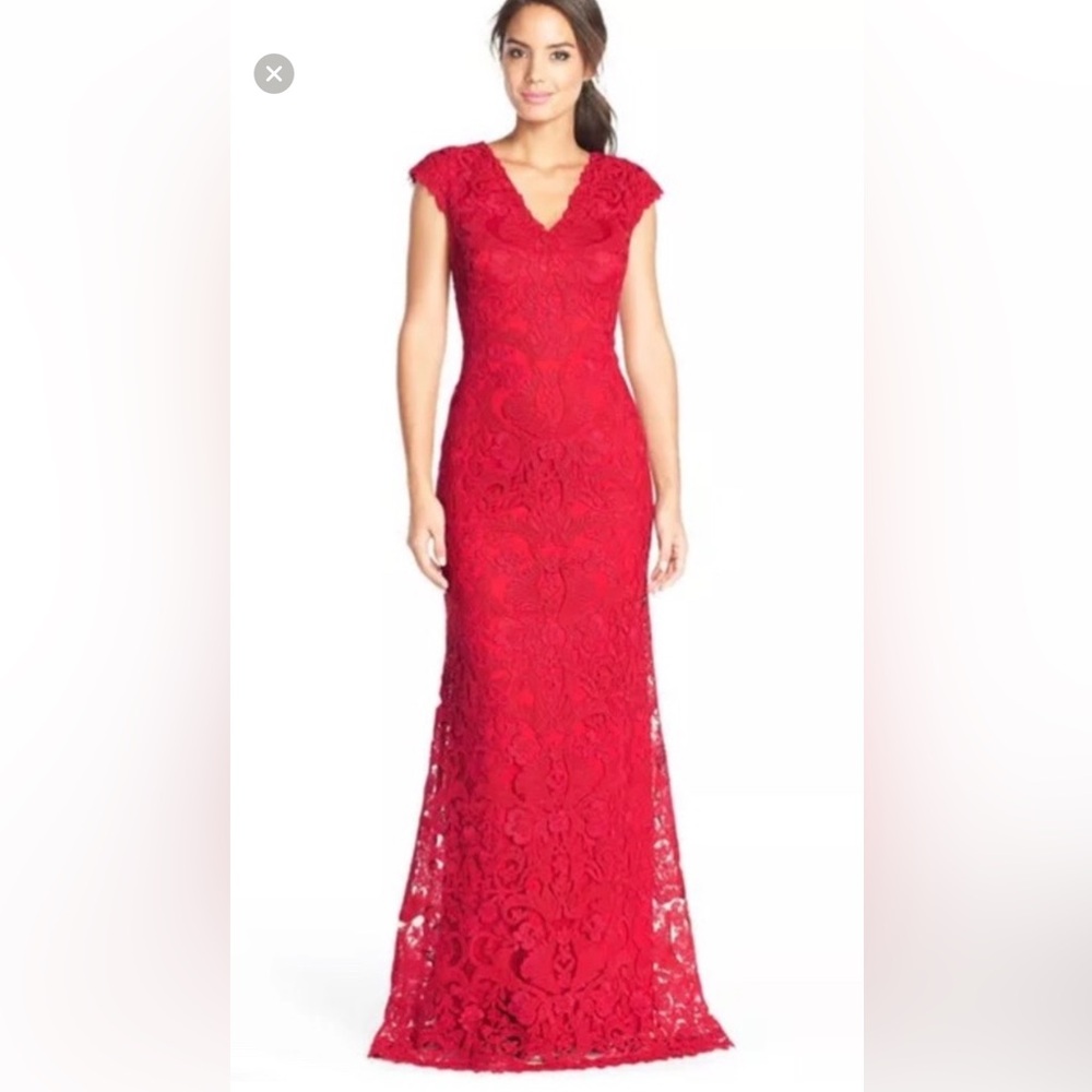 Tadashi shoji red lace dress